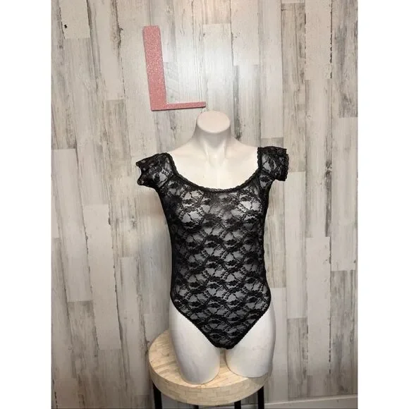 Victoria’s Secret Black Lace Bodysuit Women’s Size Large - Picture 1 of 8